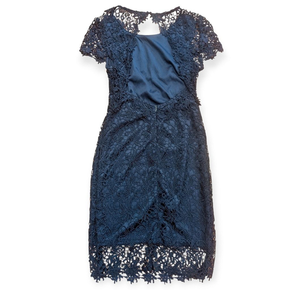 Harper Navy Lace Bodycon Open Back Cocktail Dress Medium - Picture 4 of 12
